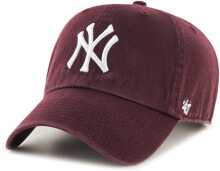 Мужские бейсболки Мужская бейсболка красная бейсбольная с логотипом 47 Brand Adults MLB New York Yankees Clean Up Cap -