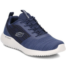 Мужская спортивная обувь для бега Мужские кроссовки спортивные для бега синие текстильные низкие  с белой подошвой  Skechers Bounder