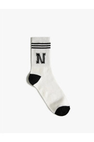 N Yazılı Baskılı Çorap