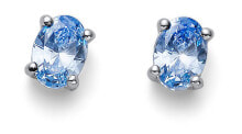 Ювелирные серьги Silver earrings with blue cubic zircons Smooth 62130 BLU