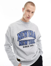 Купить мужские толстовки New Era: New Era logo front sweatshirt in grey marl