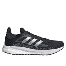 Мужская спортивная обувь для бега Мужские кроссовки спортивные для бега черные текстильные низкие с белой подошвой Adidas Solarglide 3