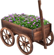 Blumenwagen Holz, Pflanzwagen 4 Rädern