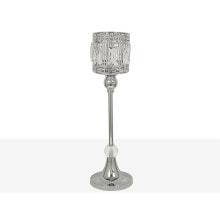 Candleholder Romimex Silver Metal Glass 12 x 40 x 12 cm Wineglass