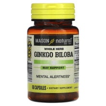 Гинкго Билоба Mason Natural, Ginkgo Biloba, Standardized Extract, 60 Capsules