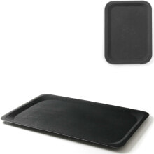 Rectangular non-slip waiter tray 20x28cm - black
