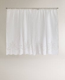 Embroidered linen sheer curtain (pack of 2)