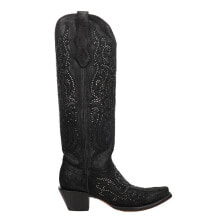 Купить женские высокие ботинки Corral Boots: Corral Boots Overlay And Crystals Tall Snip Toe Cowboy Womens Black Casual Boot