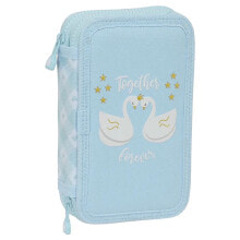 SAFTA Double Filling Glowlab Swans Pencil Case 28 units