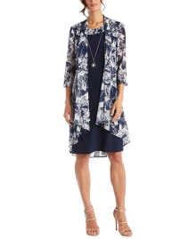 R & M Richards necklace Dress & Printed Jacket