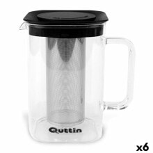 Mug with Infusion Filter Quttin Squared Borosilicate Glass 1 L (6 Units)