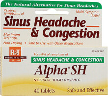 Витамины и БАДы от простуды и гриппа Boericke & Tafel Alpha SH Sinus Headache Сублингвальное средство от синусовой головной боли, отечности пазух носа 40 таблеток