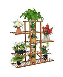 Costway bamboo Plant Stand 5 tier 10 Potted Plant Shelf Display Holder