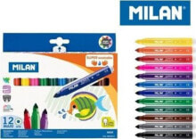 Фломастеры для рисования для детей milan Super Washable maxi felt tip pens 12 colors
