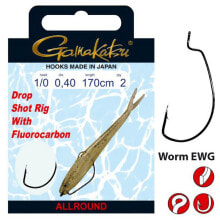 Грузила, крючки, джиг-головки для рыбалки GAMAKATSU Booklet Drops Worm Ewg Tied Hook 0.350 mm 170 cm