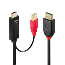 Lindy 41424 кабельный разъем/переходник DisplayPort HDMI-A + USB-A Черный