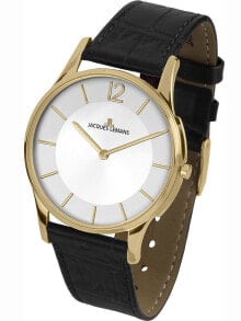 Женские наручные кварцевые часы Jacques Lemans ремешок из телячьей кожи. Водонепроницаемость-5 АТМ. Защищенное от царапин минеральное стекло.