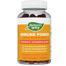 Витамины и БАДы для укрепления иммунитета Nature's Way Immune Power Gummies Strawberry Orange Комплекс витаминов C, D и цинка для укрепления иммунитета 90 мармеладок
