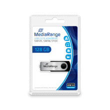 MediaRange MR913 USB флеш накопитель 128 GB USB тип-A 2.0 Черный, Серебристый