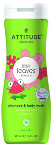 Средства для купания малышей attitude Little Leaves Shampoo &amp; Body Wash Детское мыло и шампунь для тела с ароматом арбуза и кокоса 473 мл