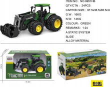 TRITON Zielony Traktor z Turem dla dzieci 3+ Model 1:24 + Ruchome elementy + 8 Kół + Tylny hak