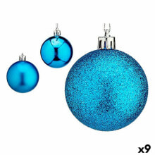 Set of Christmas balls 6 cm Blue Plastic (9Units)