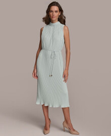 Donna Karan women's Pleated Sleeveless A-Line Dress