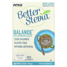 Сахар nOW Foods, Better Stevia, Balance, с хромом и инулином, 100 пакетиков по 1,1 г