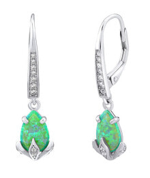 Ювелирные серьги silver earrings with green synthetic opal JJJE1267G