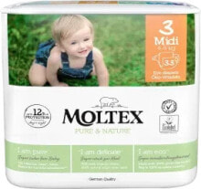 Купить детские подгузники и средства гигиены Moltex: Windeln Pure & Nature Gr. 3 Midi (4-9 kg), 33 St