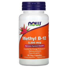 Витамины группы В NOW Foods, Methyl B-12, 5,000 mcg, 90 Veg Capsules