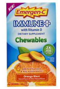 Витамин C Emergen-C Immune Plus Жевательный витамин С + D3  Апельсин 42 жевательных таблетки