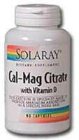 Кальций solaray Cal-Mag Citrate Цитрат кальция-магния с витамином D  90 Вегетарианские капсулы