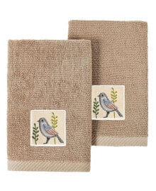 Linum Home textiles Turkish Cotton Belinda Embellished Fingertip Towel Set, 2 Piece