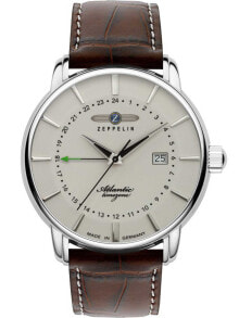 Мужские наручные часы с ремешком мужские наручные часы с коричневым кожаным ремешком Zeppelin 8442-5 Atlantic quartz 41mm 5ATM