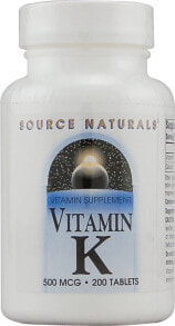 Витамин К Source Naturals Vitamin K   Витамин К--500 мг --200 таблеток