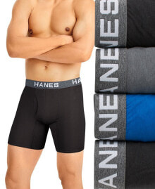 Купить мужские трусы Hanes: Удобные мужские боксеры Hanes ComfortFlex Fit® из влагоотводящей сетки 4 шт.