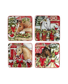 Certified International homestead Christmas 4 Piece Canape Plate Set