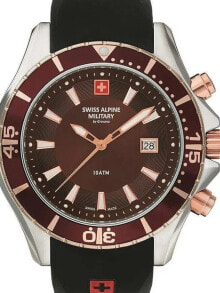 Мужские наручные часы с черным силиконовым ремешком Swiss Alpine Military 7040.1856 mens watch 44mm 10ATM