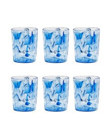 TarHong aegean Swirl 6-Piece Double Old Fashion Premium Acrylic Glass Set, 14 oz