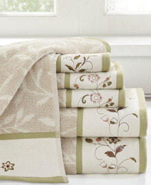 Madison Park cotton 6-Pc. Embroidered Serene Jacquard Towel Set