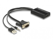 Delock 64172 - 0.25 m - HDMI Type A (Standard) - VGA (D-Sub) + 3.5mm + USB Type-A - Female - Male - Straight