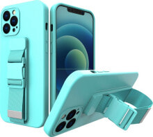 Hurtel Rope case żelowe etui ze smyczą łańcuszkiem torebka smycz iPhone 12 Pro Max jasnoniebieski