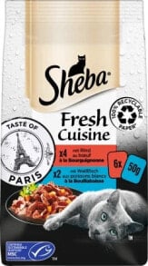 Купить влажные корма для кошек Sheba: Nassfutter Katze mit Rind & Weißfisch, fresh cuisine - taste of Paris (6x50 g), 300 g