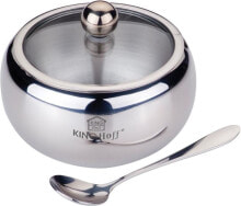 KingHoff Steel sugar bowl with a satin spoon (KH-3732)