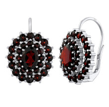 Ювелирные серьги luxury silver earrings with real Czech garnet SILVEGO380020