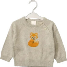 Pullover aus Strick mit Fuchs-Stickerei, beige, Gr. 68, 1 St