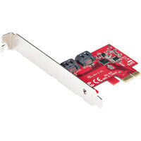 StarTech.com 2P6G-PCIE-SATA-CARD интерфейсная карта/адаптер Внутренний