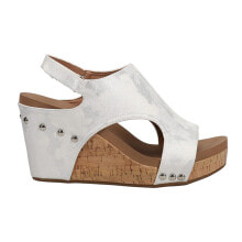 Купить белые женские сандалии Corkys: Corkys Tiffanee Studded Metallic Wedge Womens White Casual Sandals 41-0266-WHME