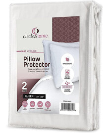 CIRCLESHOME circles Home 100% Cotton Breathable Pillow Protector with Zipper – White (2 Pack)